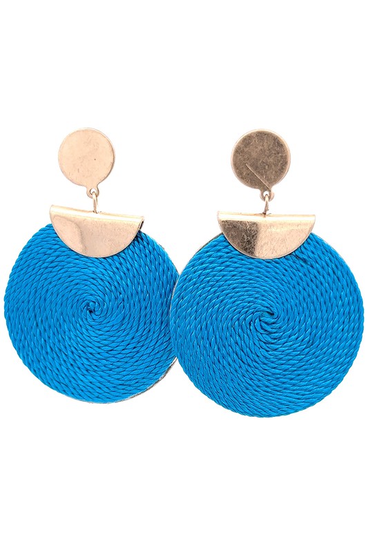 Round Disc Earrings- Blue