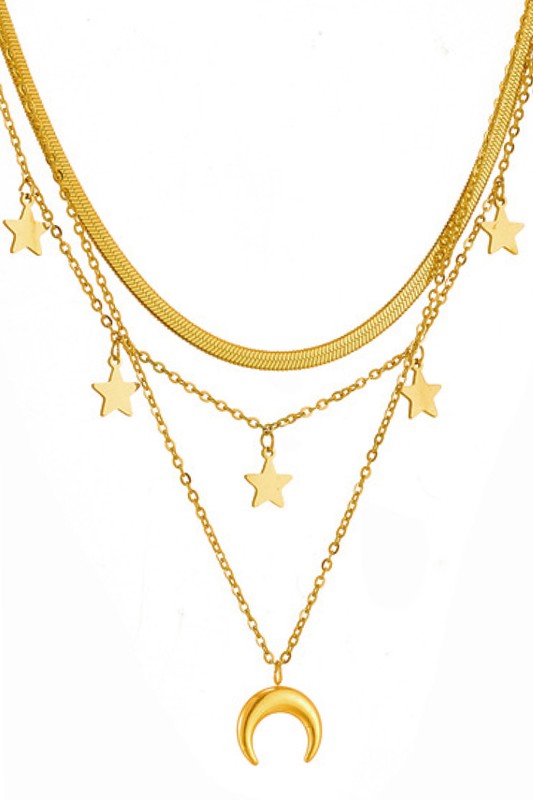 Layered Moon & Stars Necklace