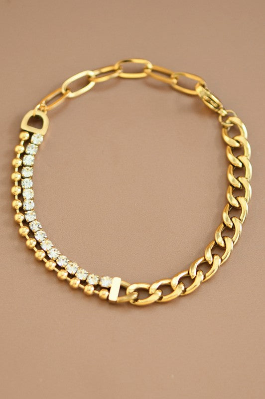 Chain & Rhinestone Bracelet