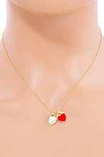 Load image into Gallery viewer, Enamel Double Heart Necklace- Red
