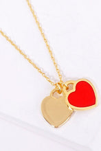 Load image into Gallery viewer, Enamel Double Heart Necklace- Red
