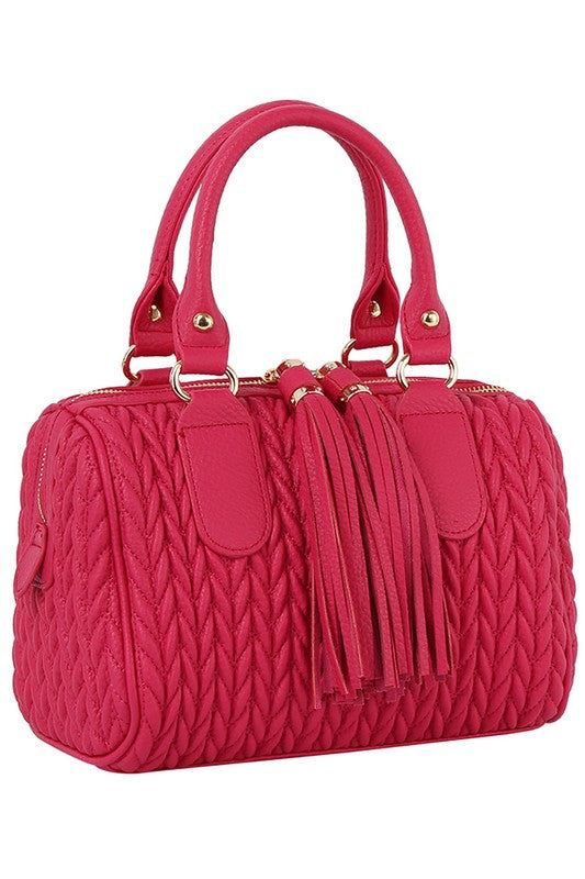 Quilted Tassel Bag- Fuchsia