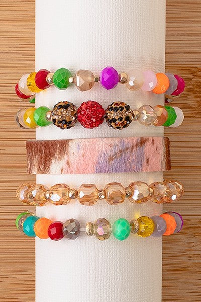 Animal Print/Multicolor Bead Bracelet