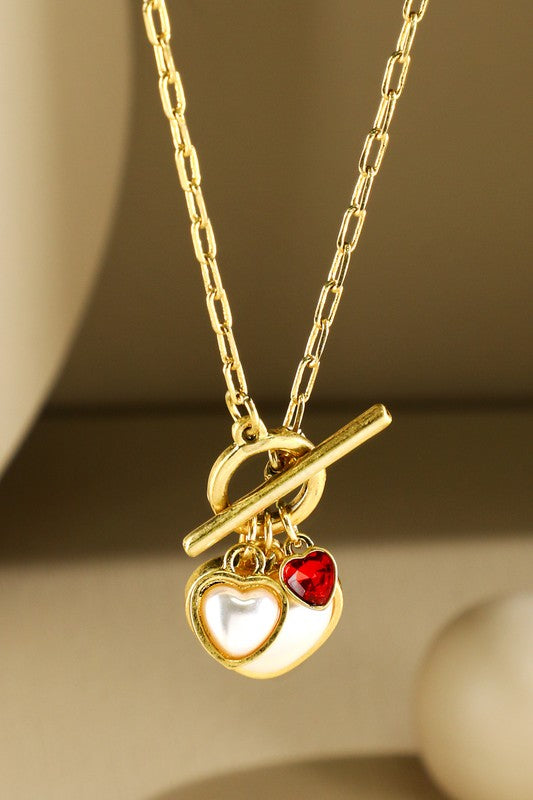 Heart Pearl Charm Necklace