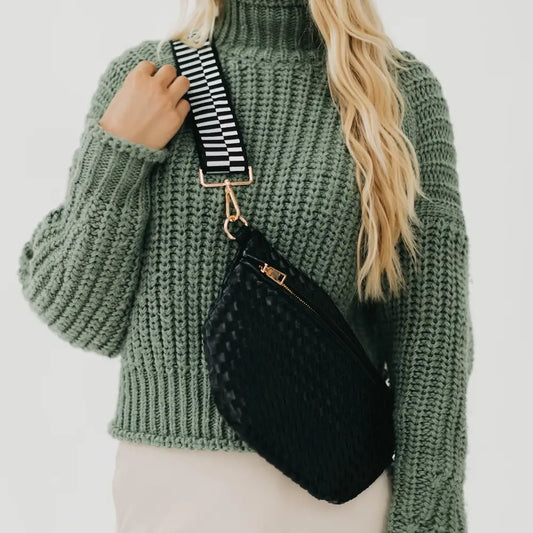Checkered Chic Bum Bag – Black