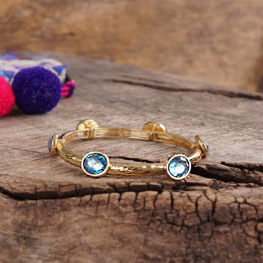 Jeweled Golden Bangle- Blue