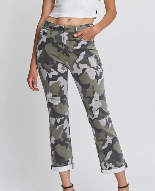 Mica Denim Cropped Camo Pants