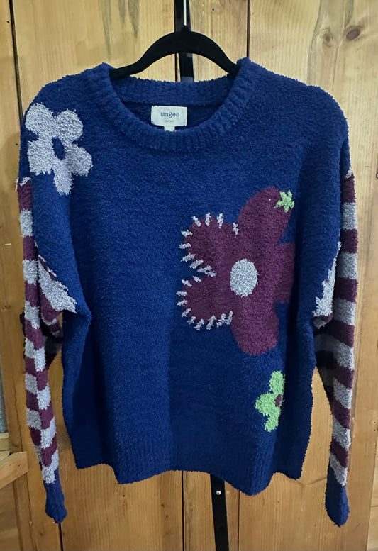 Ultra Soft Fuzzy Flower Sweater