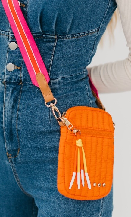 Starlette Quilted Crossbody-Orange