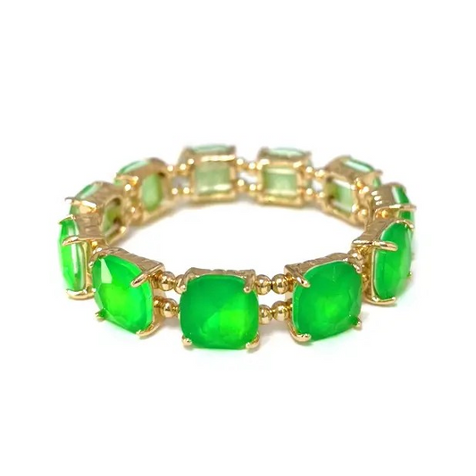 Golden Hour Sparkle Stretch Bracelet- Neon Green