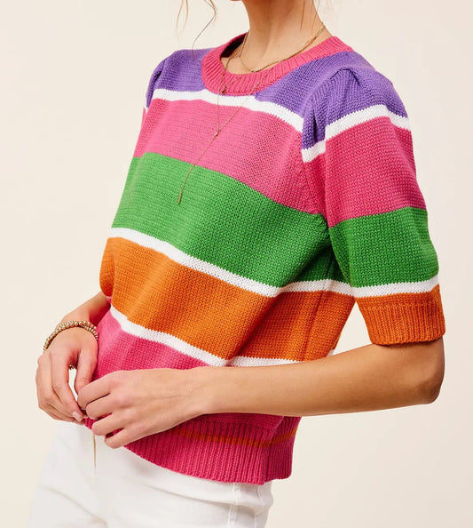 Rainbow Stripe Knit Top