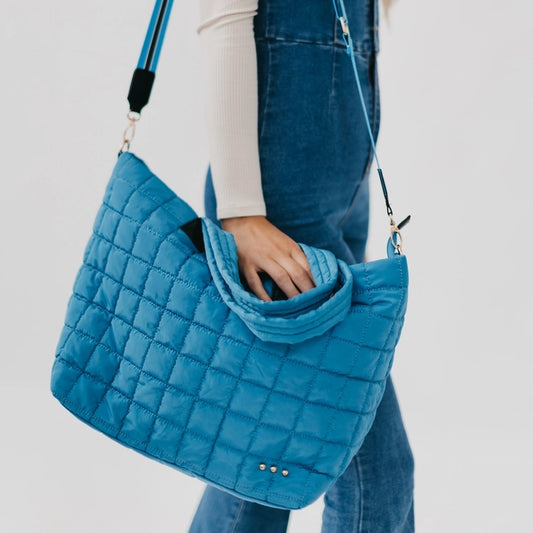 Day Dreamer Quilted Tote Bag-Blue