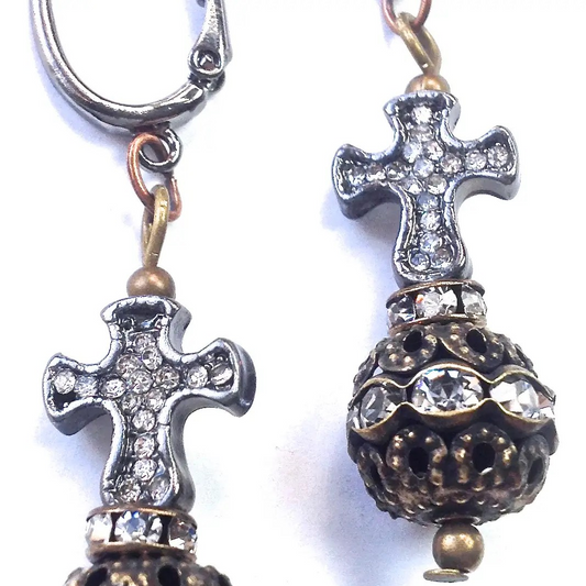 Bling and Rhinestone Ball Dangle Earrings