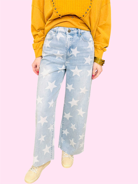 Star Printed Denim Jeans