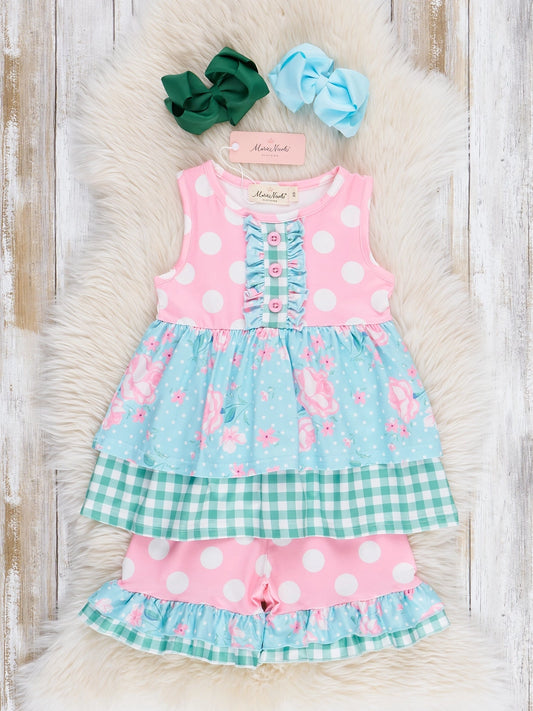 Gingham Polka Dot Ruffle Set