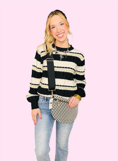 Black and Ivory Stripe Sweater