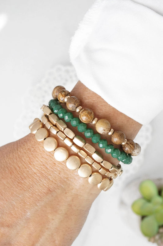 Earth & Emerald Bracelet Set