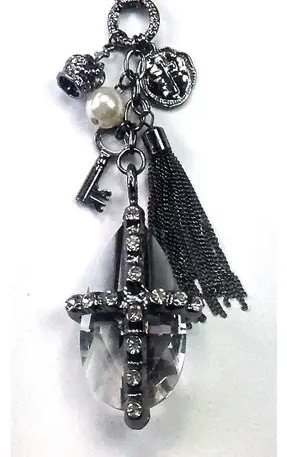 Crystal Pendant/Cross Pendant on Beaded Chain Necklace