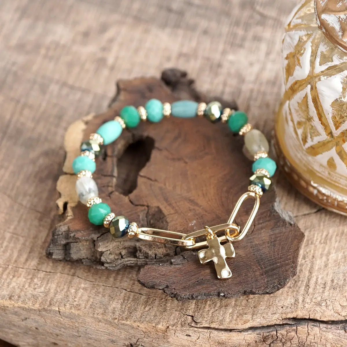 Beaded Cross Bracelet