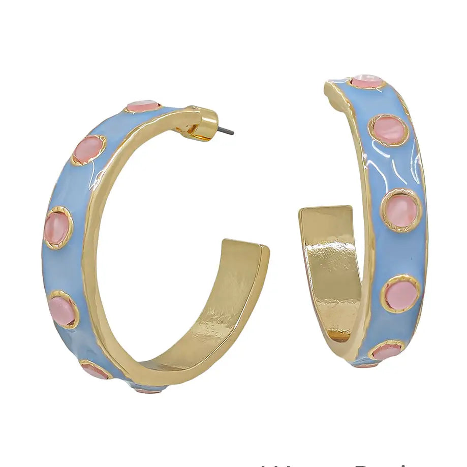 Pastel Enamel Dot Hoop Earrings