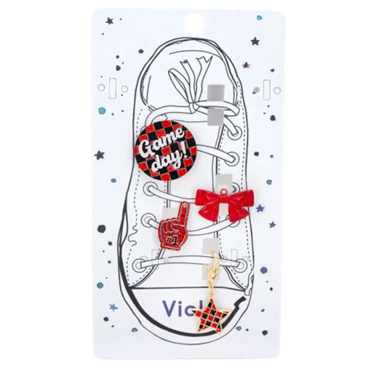 Red & Black Game Day Shoe Charms – Set of 4