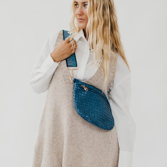 Checkered Chic Bum Bag- Blue