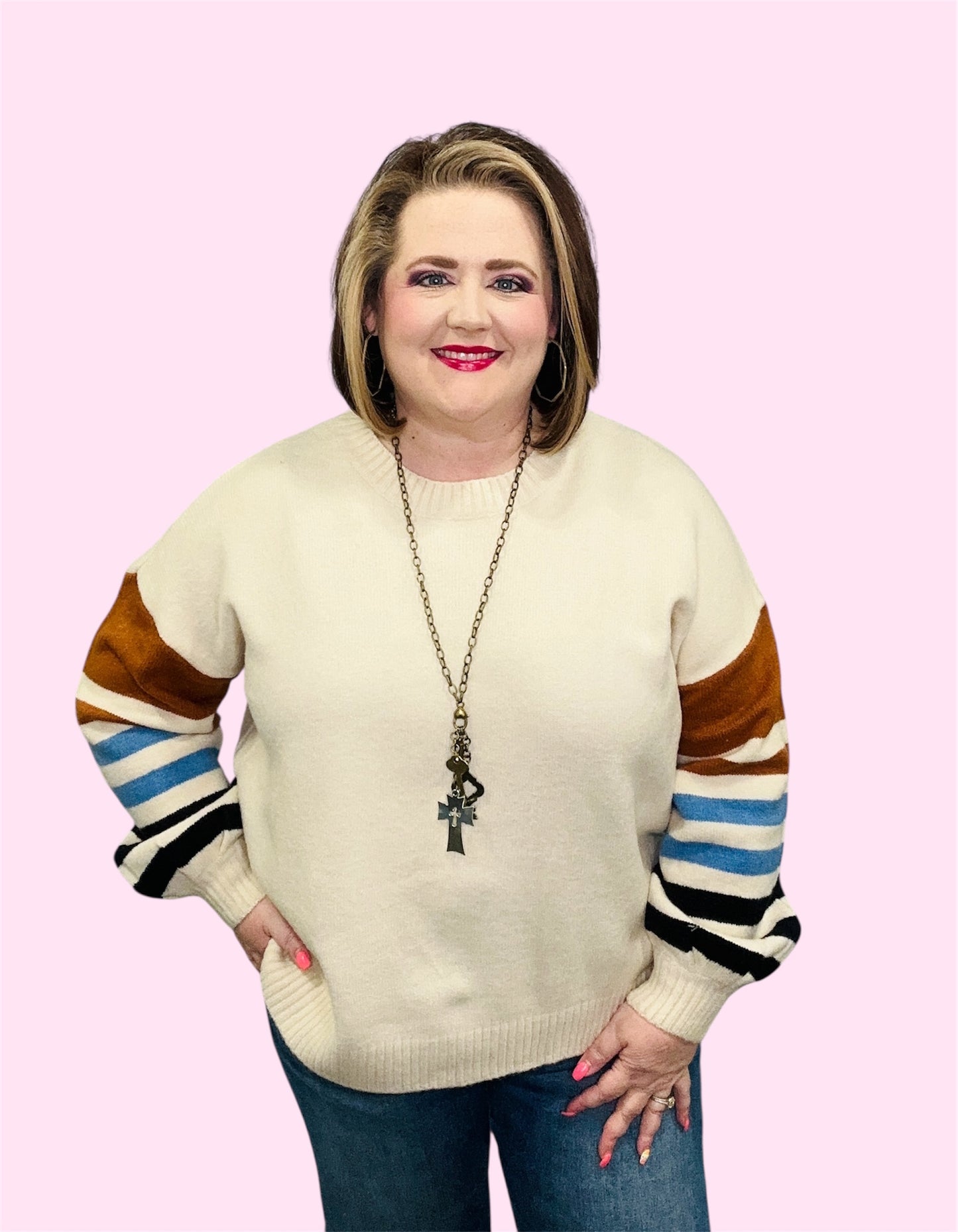 Cozy Stripe Sleeve Sweater