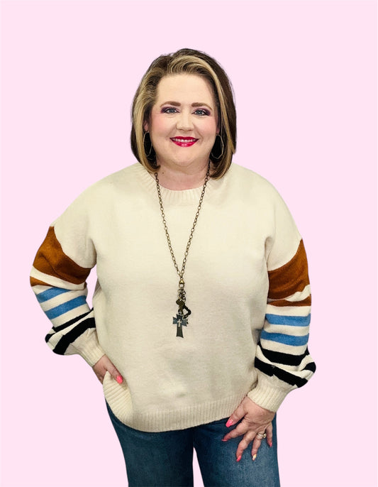 Cozy Stripe Sleeve Sweater