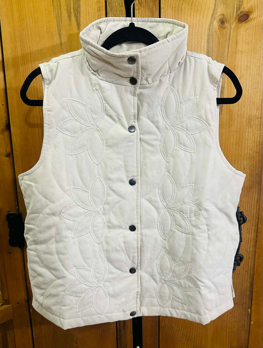 Cream Quilted Puffer Snap Vest
