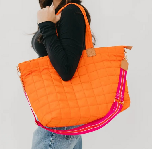 Day Dreamer Quilted Tote Bag-Orange