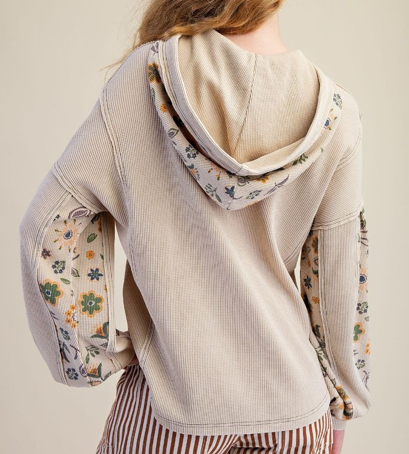 Floral Patchwork Thermal Hoodie