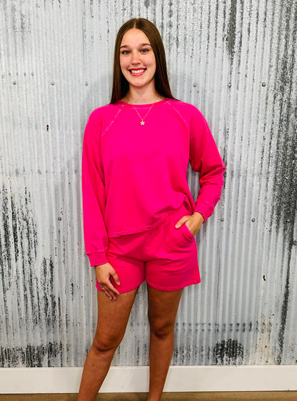 French Terry Lounge Set- Hot Pink