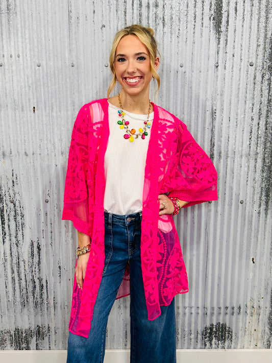 Lace Kimono w/ Front Tie