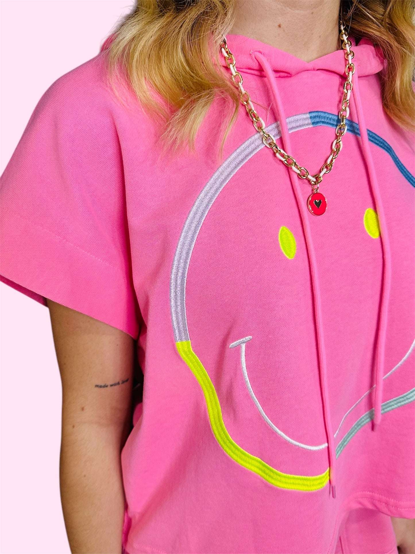 Smiley Graphic Hooded Short Set