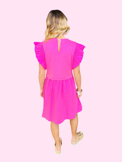 Pink Twofer Dress w/Bow Skirt