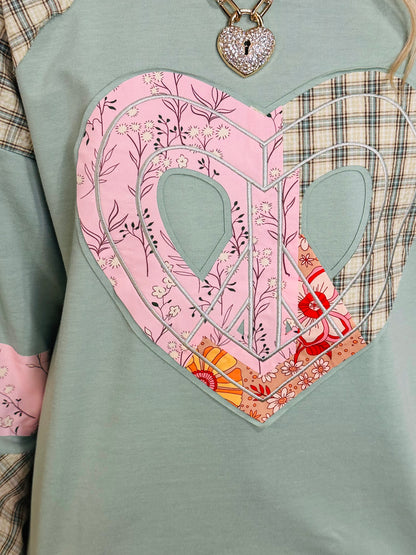 Aqua Patchwork Heart Top