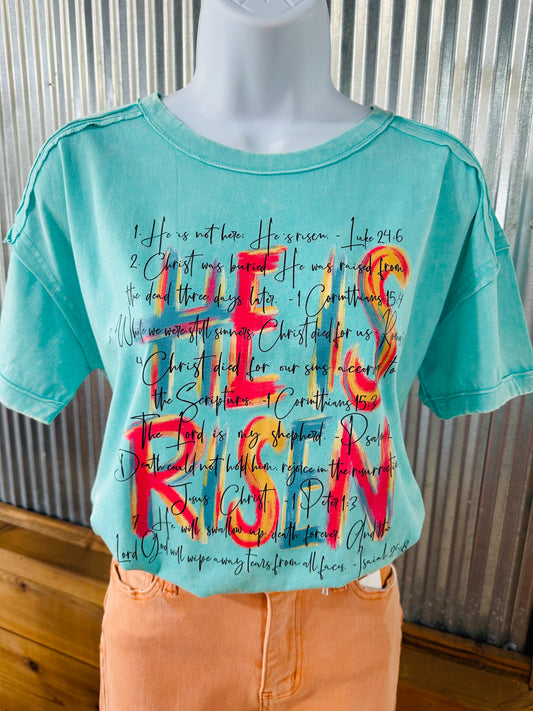 "He is Risen" Acid Washed Tee