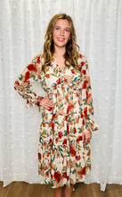 Load image into Gallery viewer, Floral Chiffon Midi Dress w/Frill Detail
