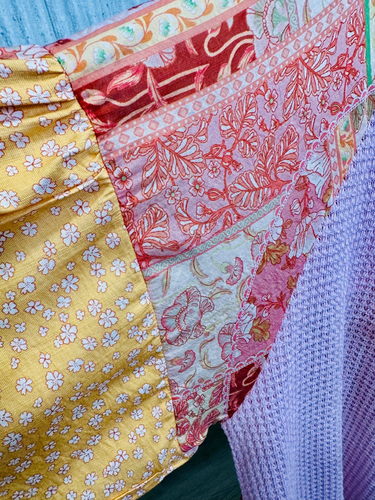 Patchwork Daisy Waffle Knit Top