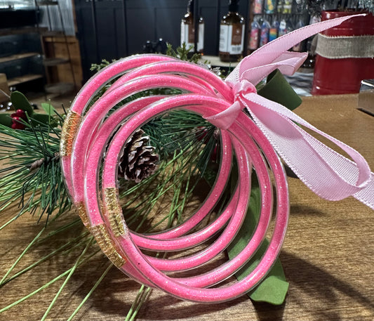 Glitter Tube Bracelet- Hot Pink