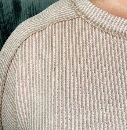 Light Mocha Ribbed Long Sleeve Top