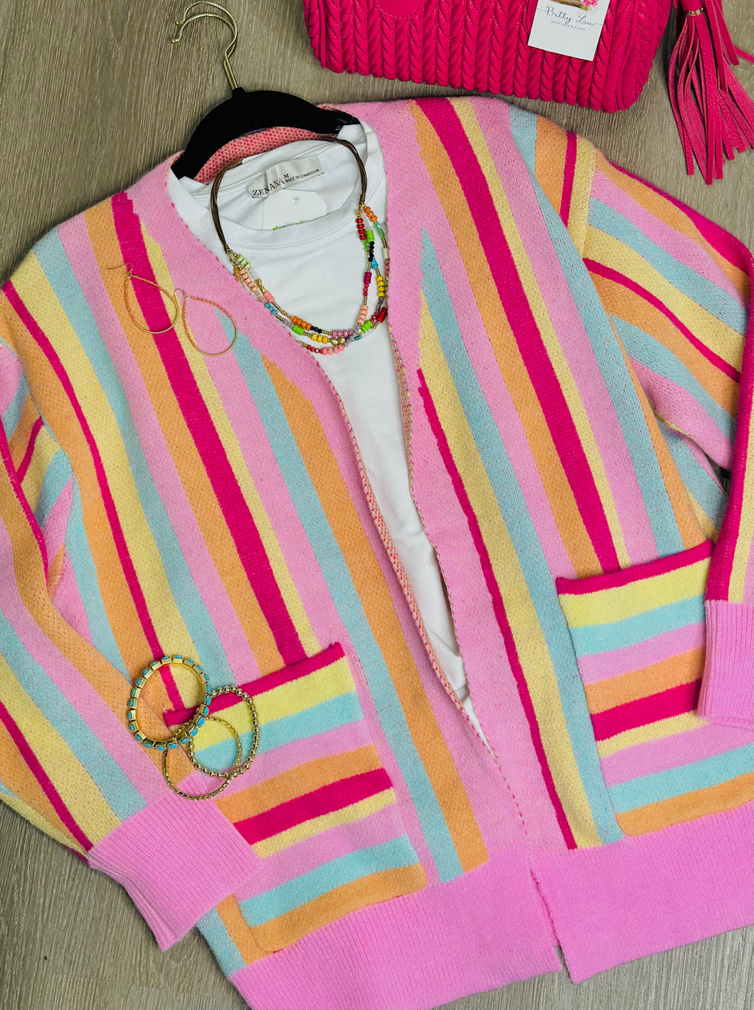 Blush/Fuchsia Stripe Cardigan