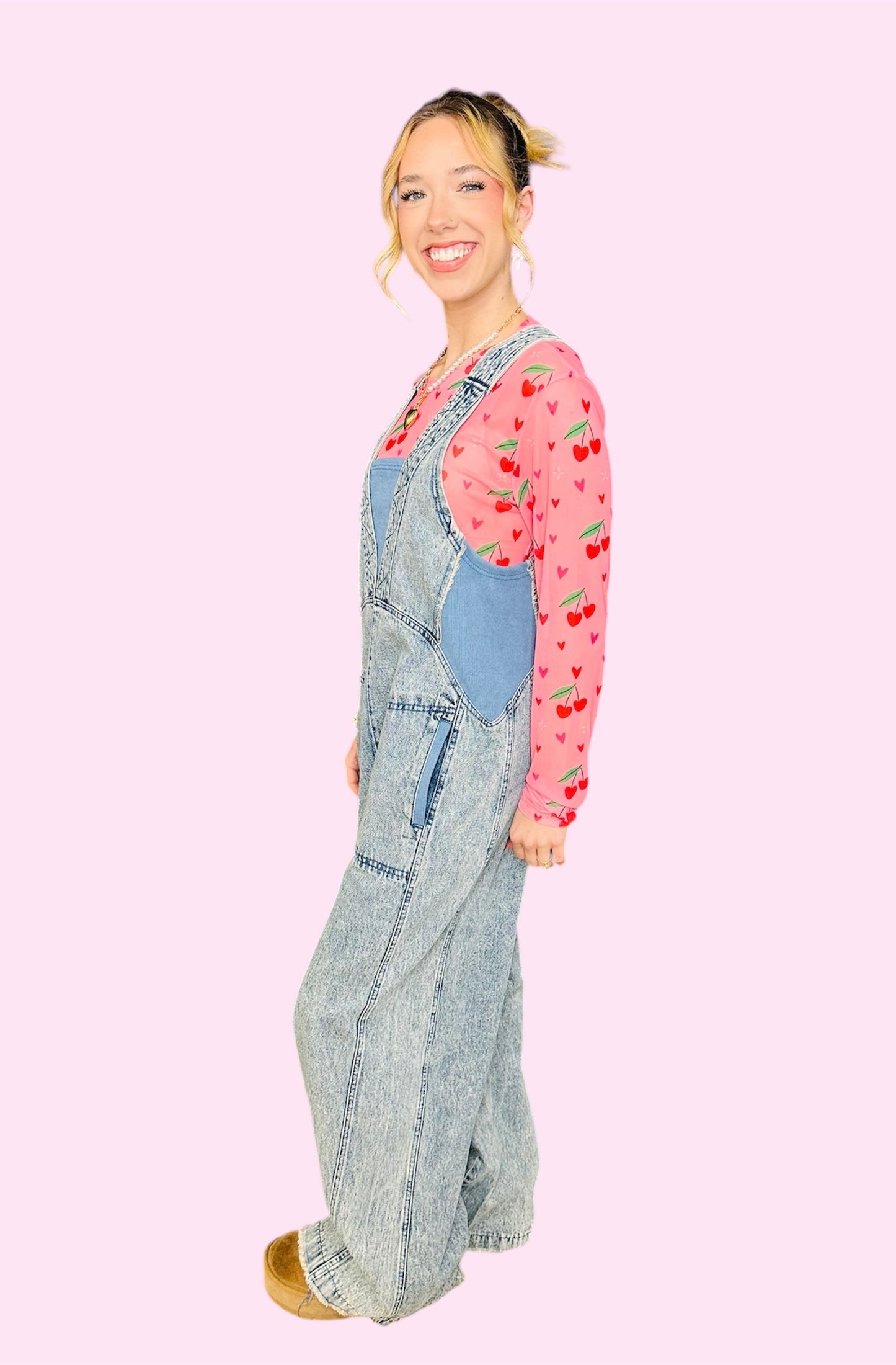 Mineral Washed Denim Jumpsuit