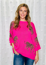 Load image into Gallery viewer, Hot Pink Tiger Print Pullover-Oversized
