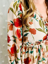 Load image into Gallery viewer, Floral Chiffon Midi Dress w/Frill Detail
