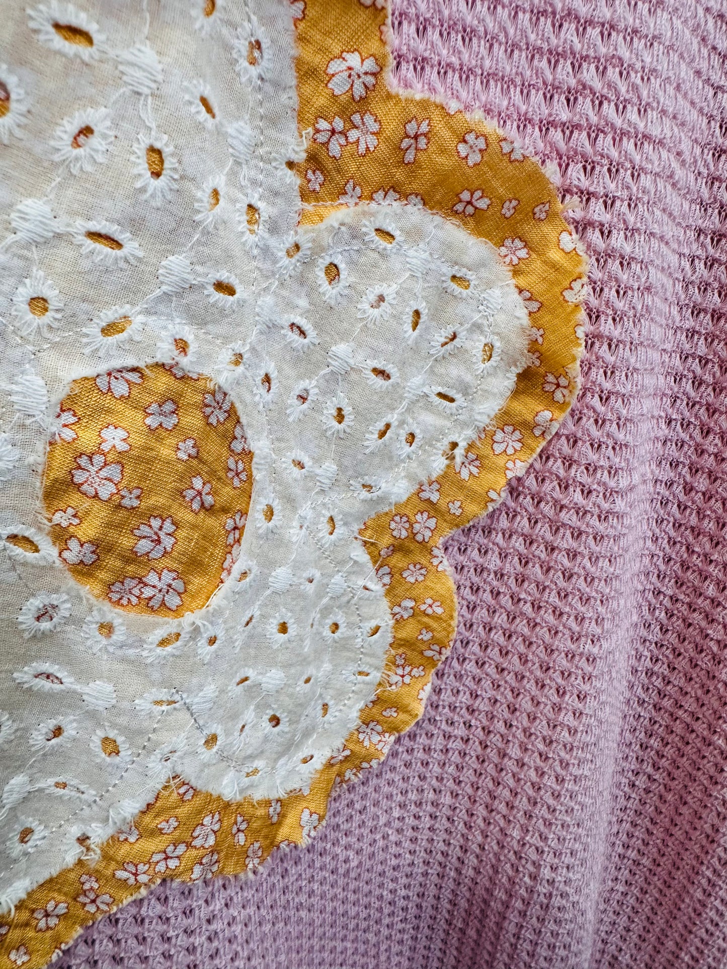 Patchwork Daisy Waffle Knit Top