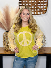 Load image into Gallery viewer, Plaid Mineral Wash Peace Sign Pullover
