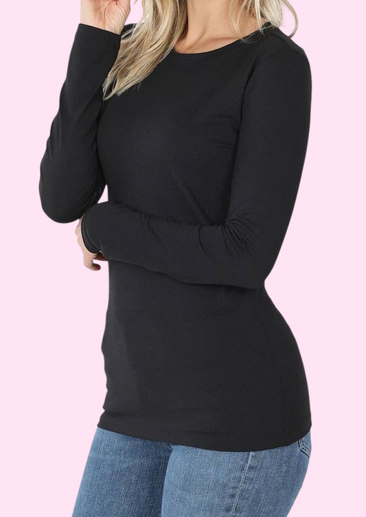 Brushed Microfiber Crew Neck Tee-Black