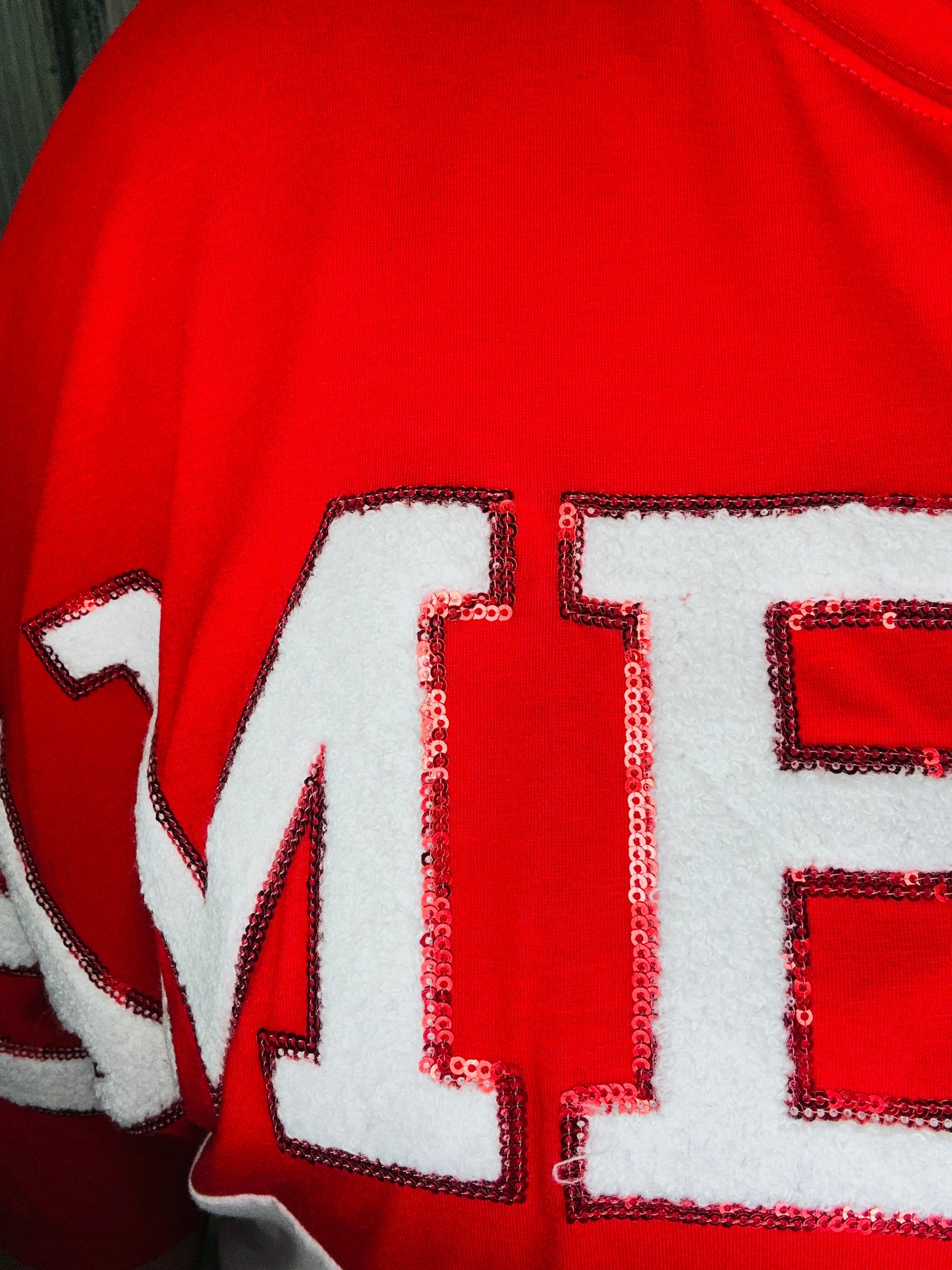 Game Day Red & White Color Block Oversized Top
