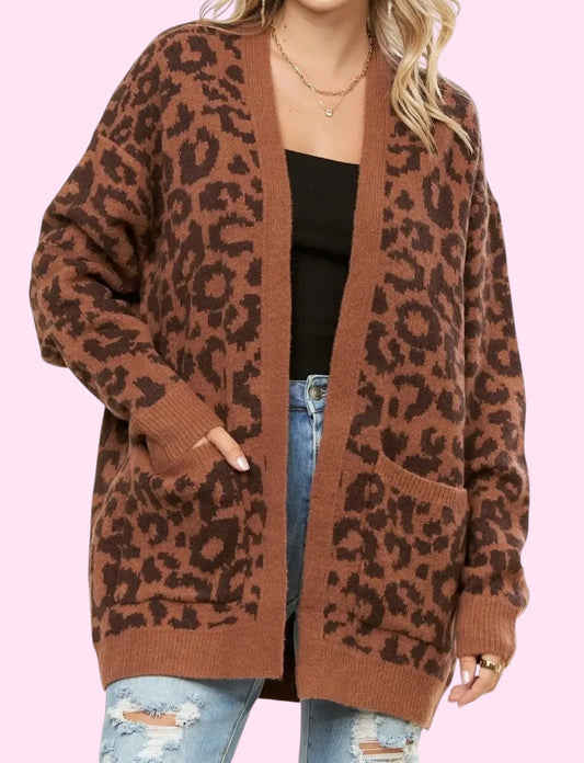 Leopard Print Knit Cardigan